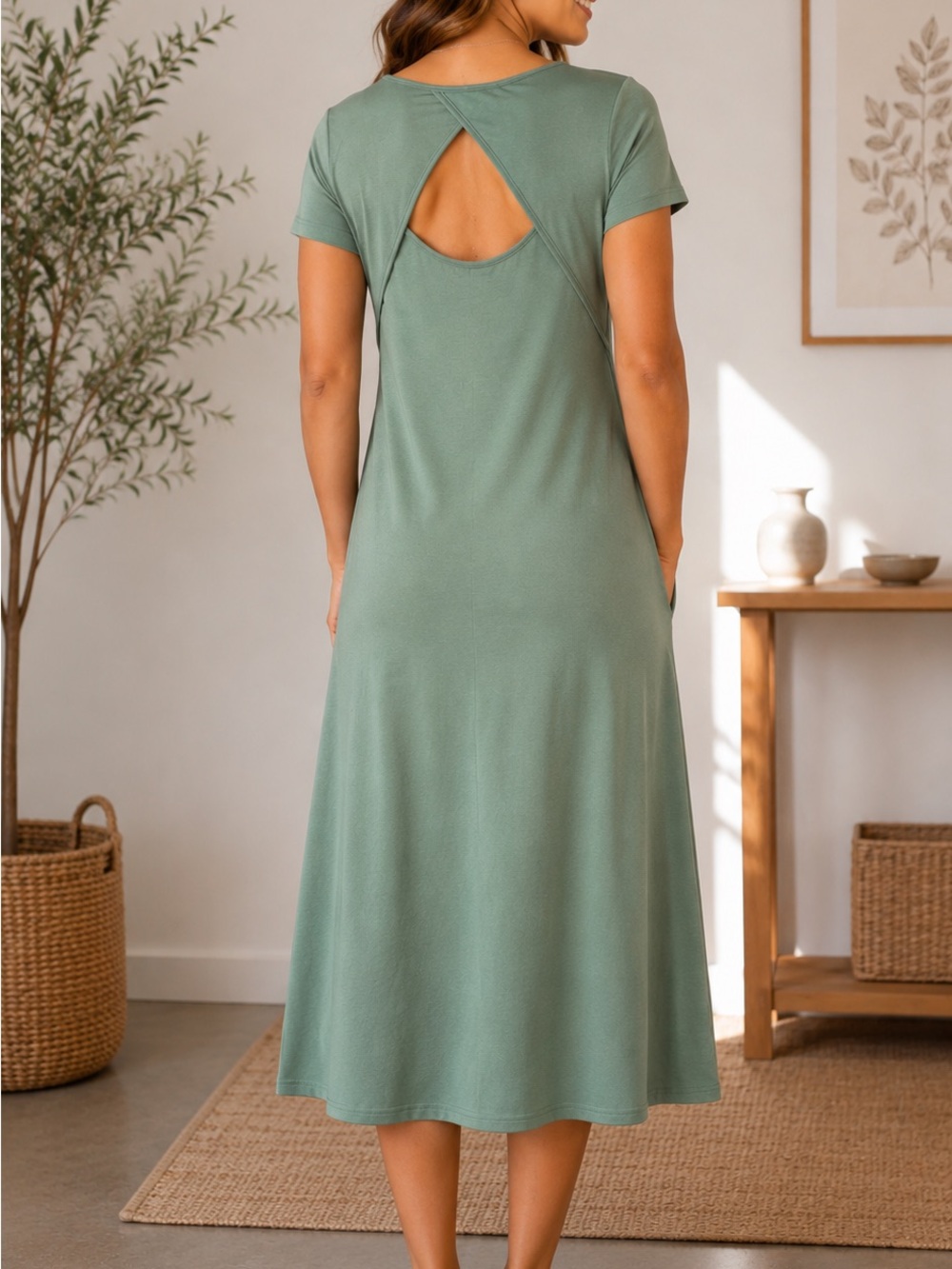 Betabrand Sage Green Tank Top with Scoop Neck